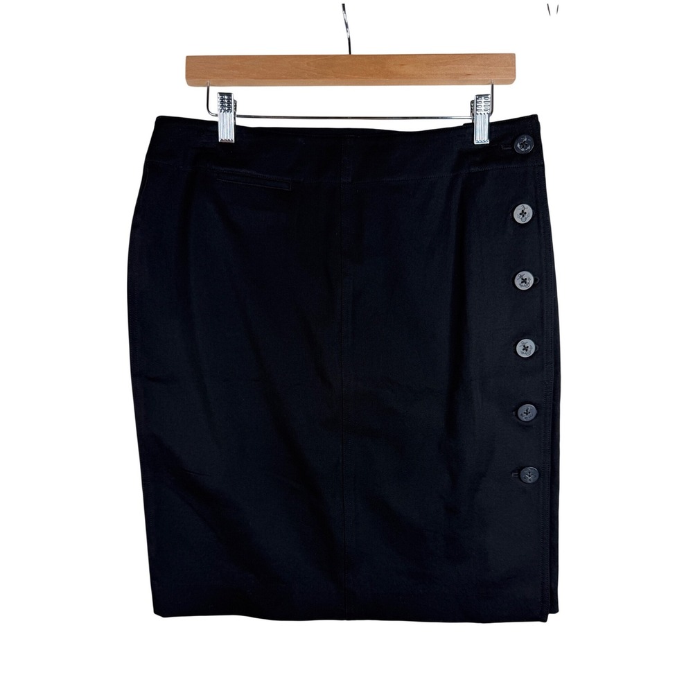Lauren Ralph Lauren Detail Accent Buttons Pencil Office Skirt size 8 Black
